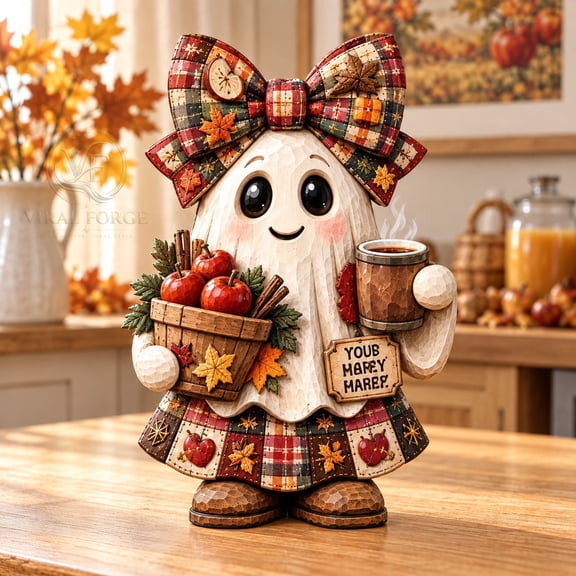 VIRAL FORGE Ghost Apple Cider Stand Fall 3-Layer Printed Wood Cutout, 10 in