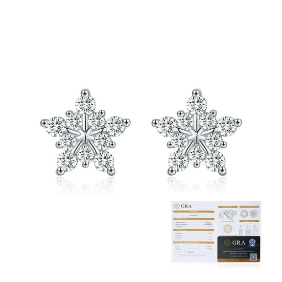 VIRELLA 10 x 0.022ct & 10 x 0.03ct Moissanite Snowflake Earrings, S925 Sterling Silver, D Color, GRA Certified – Elegant & Luxurious Holiday Jewelry for Women