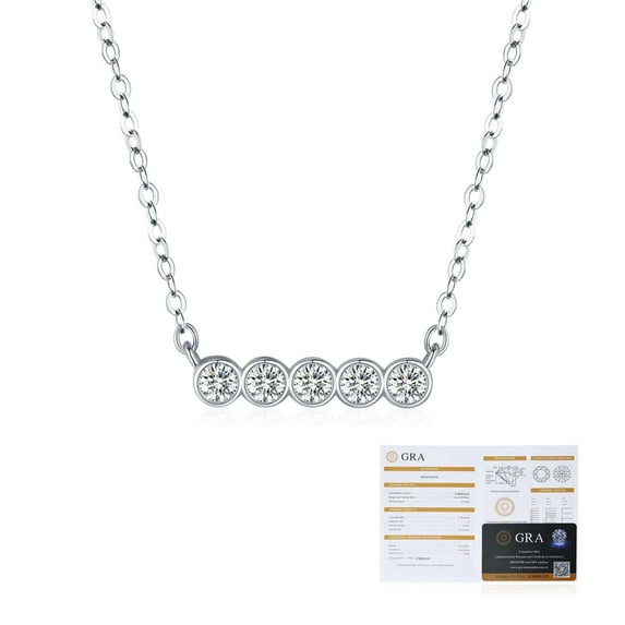 VIRELLA Moissanite Bar Necklace, 5 x 0.06ct Moissanite Stones, S925 Sterling Silver, Elegant & Chic Design – Perfect for Layering