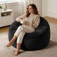 thumbnail image 1 of VIREO 3FT Bean Bag Chairs for Adults Memory Foam Filler Beanbag Chair with Removable and Washable Flannel Cover, Lazy Chairs for Living Room - Black, 1 of 11