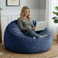 thumbnail image 1 of GOSAVI 4FT Bean Bag Chairs for Adults Memory Foam Filler Beanbag Chair with Removable and Washable Flannel Cover, Lazy Chairs for Living Room - Blue, 1 of 11