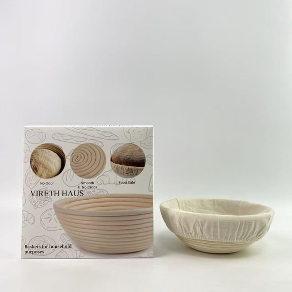 VIRETH HAUS Baskets for household purposes,Bread Proofing Baskets 8.5 inch Round Dough Proofing Bowls w/Liners