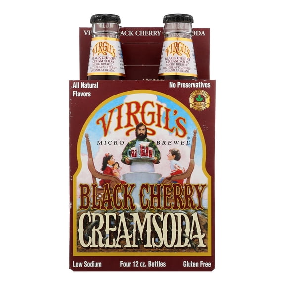 VIRGILS - Natural Black Cherry Cream Soda - 48 Fo, Case of 6
