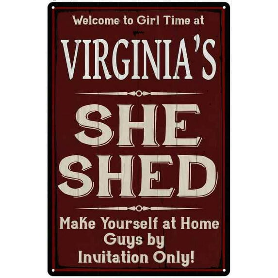 VIRGINIA'S She Shed Red Sign Gift Lady Cave 8x12 Metal Sign 108120088038