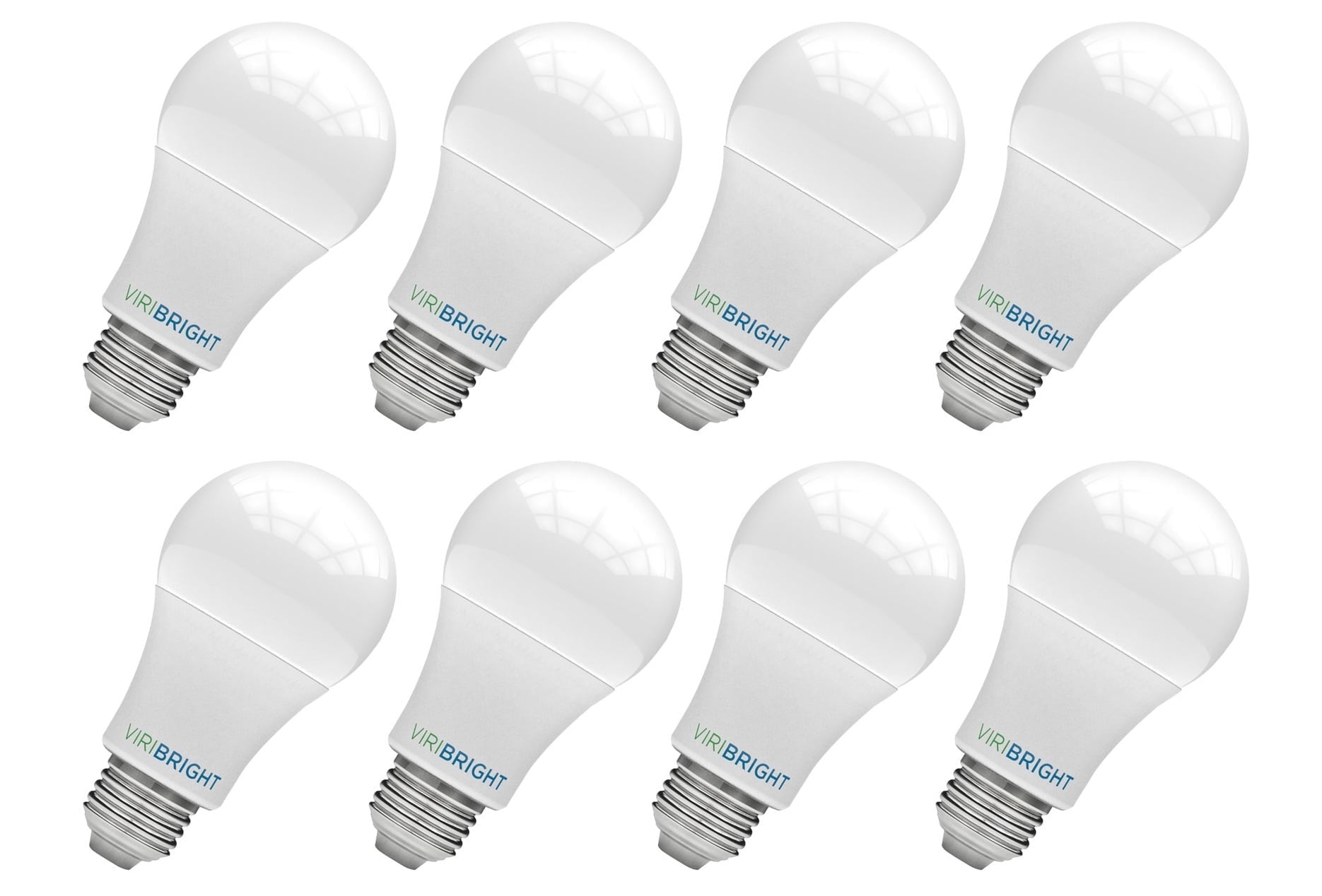 Viribright® A19 LED BULB, 9W, 800 Lumens, Non-Dimmable, Warm White 2700K (8 Pack)