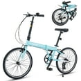 thumbnail image 1 of VIRIBUS 20" Adult Folding Bike 7 Speed City Commuter Bicycle with Self Locking Latch Mint, 1 of 13