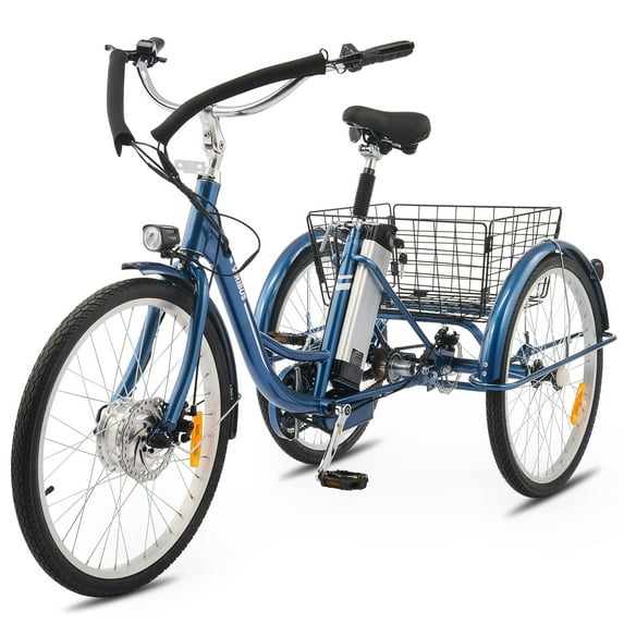VIRIBUS 26" Adult Electic Trike 350W Dual Chain Electric Tricycle 36V 10Ah Navy
