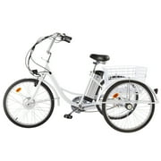 VIRIBUS 26 Inch Electric Trike Bike for Adults 36V 3 Wheel Electric Bicycle for Women Men,White