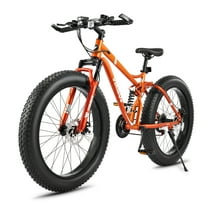 VIRIBUS 26" Mountain Bike 21 Speed Full Suspension Fat Tire Bike for Men & Women Orange