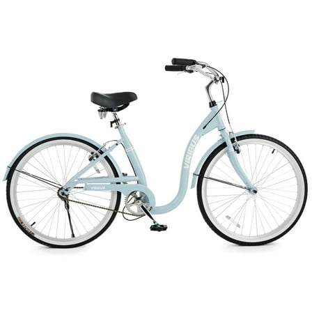 VIRIBUS Beach Cruiser Bike 26" City Commute Bike for Women Dual V-Brakes Single Speed Blue