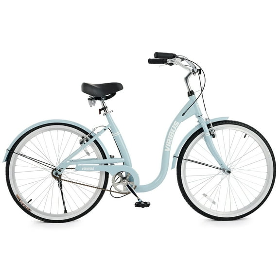 VIRIBUS Beach Cruiser Bike 26" City Commute Bike for Women Dual V-Brakes Single Speed Blue