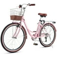 thumbnail image 1 of VIRIBUS Women's Bike 26" Beach & City Cruiser Bicycle with 7 Speed Basket Pink, 1 of 10