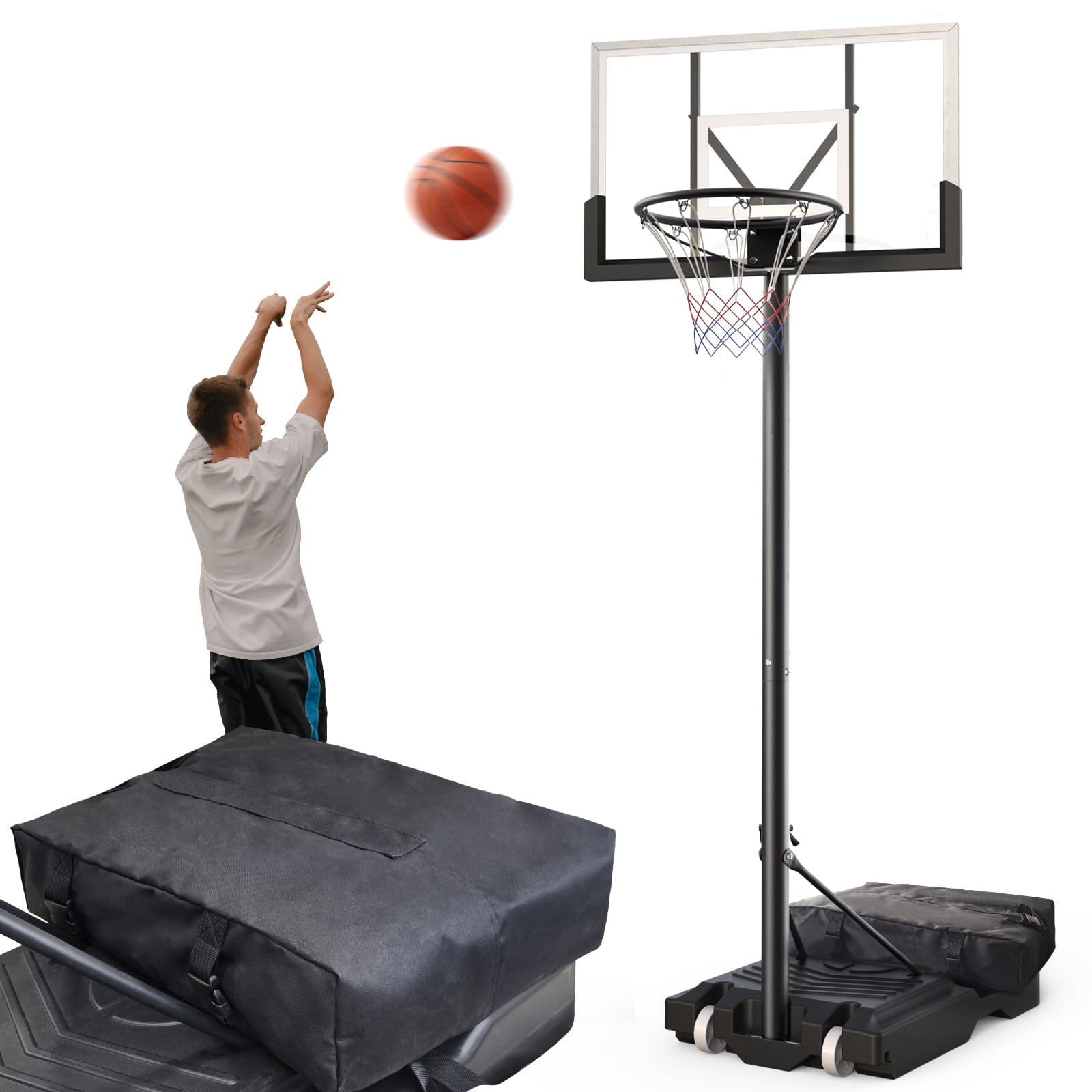 VIRNAZ 44 in. Portable Basketball Hoop & Goal System for Outdoor Indoor