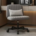 thumbnail image 1 of VIRRMO Comfy Armless Office Chair Criss Cross Chair with Pillow,Desk Chair no wheels Vanity Chair for Home OfficeGrey, 1 of 7