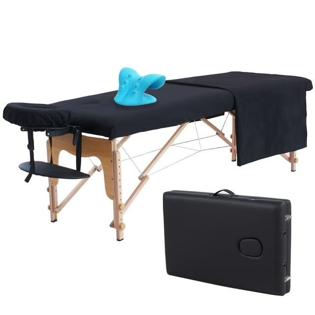 VIRRMO Portable Massage Table with Neck Stretcher and 3 Pieces Sheets
