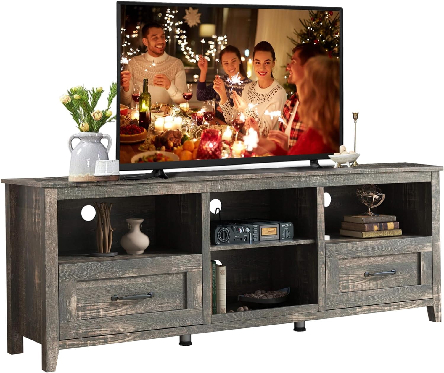 VIRTRON 70 Inch TV Stand with Drawers & Shelf for Living Room and ...