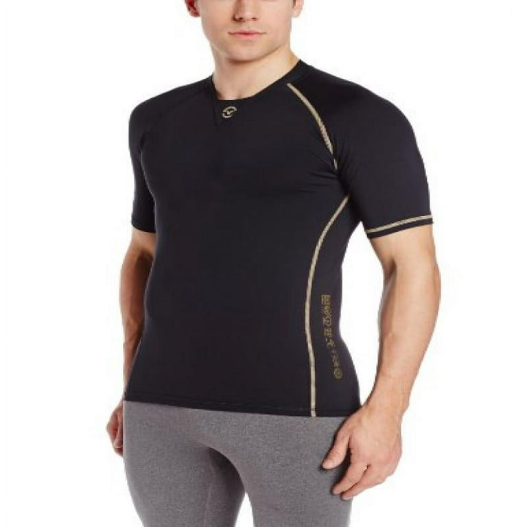 VIRUS Men's Energy Series Recovery and Endurance Bioceramic Short Sleeve  Compression Top, Black, Small 
