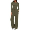 thumbnail image 1 of VISALY 2 Piece Lounge Set Sweatsuit Set Long Sleeve Crop Tops Sweatpants Training Suit for Women Tank Tops Wide Leg Pants Matching Sets Fall Travel Outfits Green Xxl, 1 of 6