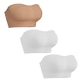 thumbnail image 1 of VISALY 3Pack Strapless Bandeau Bras for Women Non-Slip Full Support Bandeau Bra Plus Size Wireless Padded Bralette Push Up Bra Seamless Tube Top Wirefree Supportive Bandeau Tube Tops Light Blue M, 1 of 7