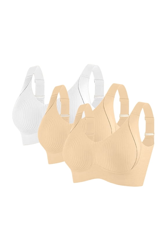 3Pack Wireless Supportive Bra Adjustable Bras for Older Women Full Coverage Comfy Soft Bralettes Everyday Bra Posture Support Bra Supportive Wireless Bra Plus Size Bra Lift Bra O L
