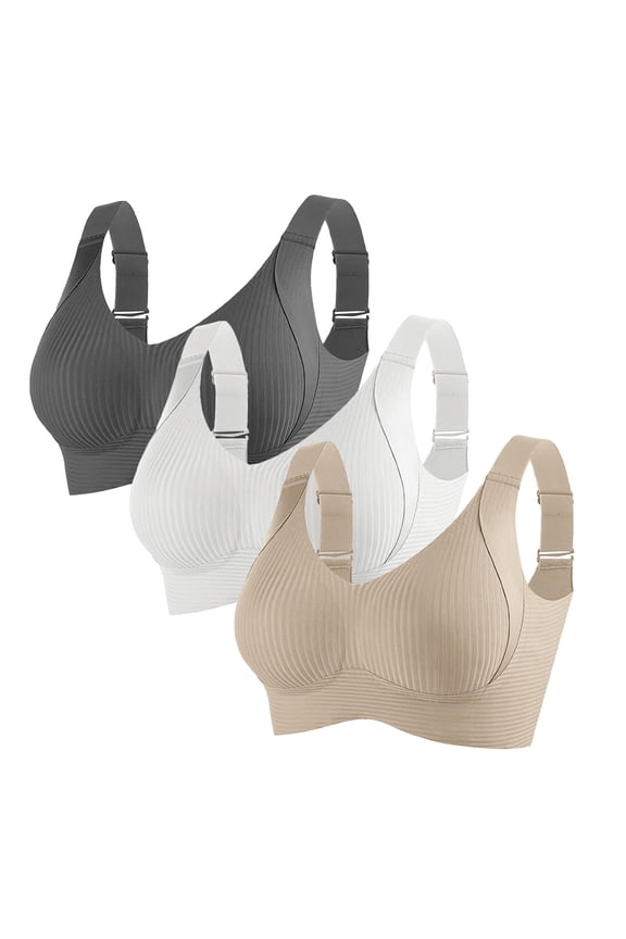 3Pcs Wireless Bra Shape Lifting Bra for Seniors Posture Support Bra Plus Size Minimizer Bra Wireless Minimizer Bra Seamless Support Bras Full Supportive Bra Underwire Free Bra K L