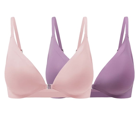 VISALY Balconette Bras Padded Bra Triangle Bralette Comfort Full Coverage Bra Front Close Deep V Seamless Wireless Adjustable Bras Spaghetti Strap Bra Comfortable Bras Bras For Women Light blue XL