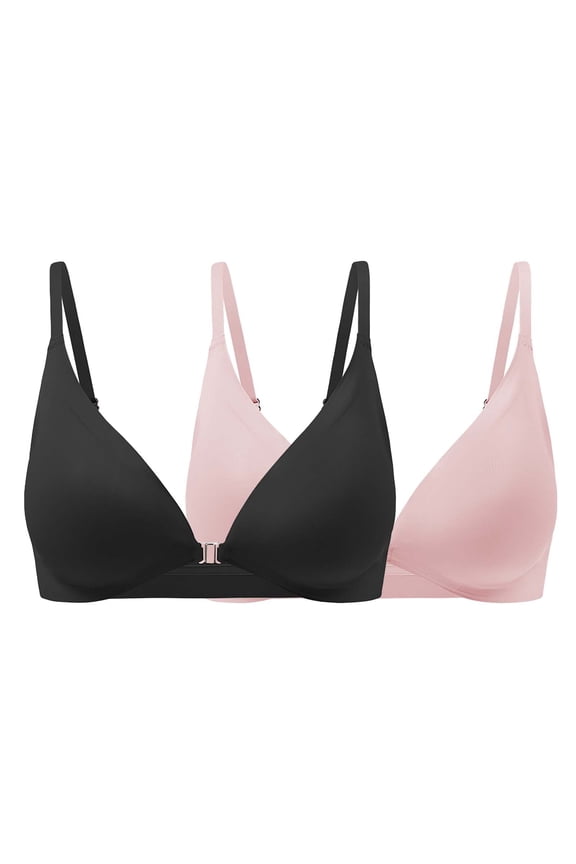 Balconette Bras Padded Bra Triangle Bralette Comfort Full Coverage Bra Front Close Deep V Seamless Wireless Adjustable Bras Spaghetti Strap Bra Comfortable Bras Bras For Women Black S