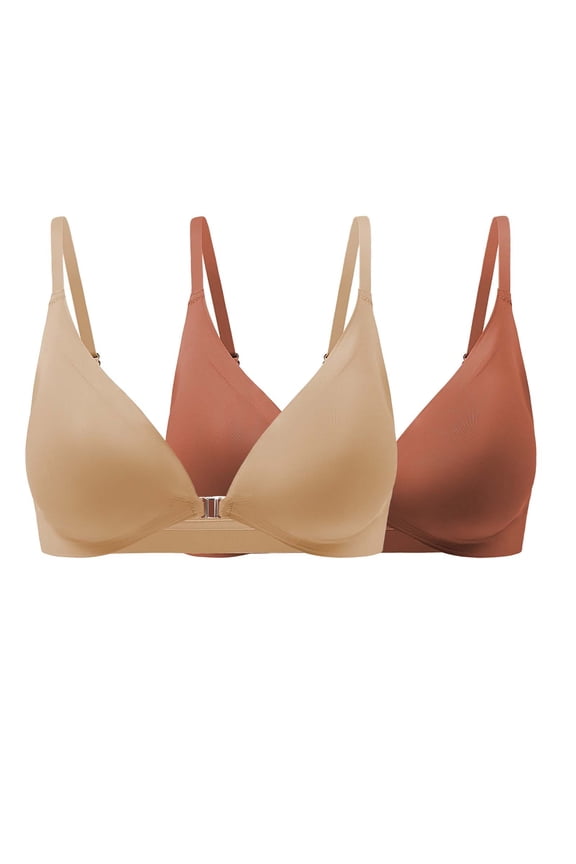 Balconette Bras Padded Bra Triangle Bralette Comfort Full Coverage Bra Front Close Deep V Seamless Wireless Adjustable Bras Spaghetti Strap Bra Comfortable Bras Bras For Women Wine M