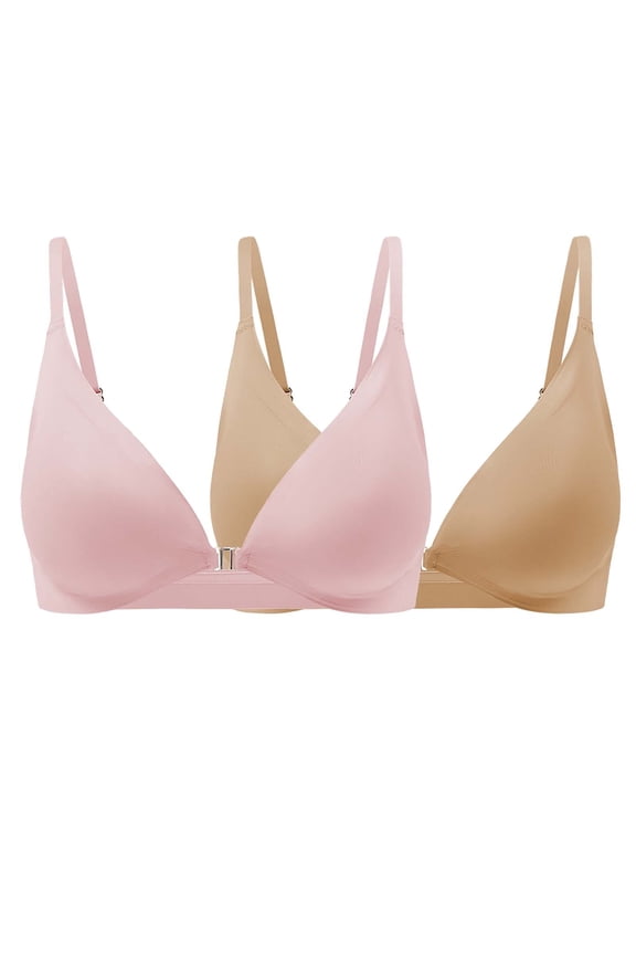 Balconette Bras Padded Bra Triangle Bralette Comfort Full Coverage Bra Front Close Deep V Seamless Wireless Adjustable Bras Spaghetti Strap Bra Comfortable Bras Bras For Women White M