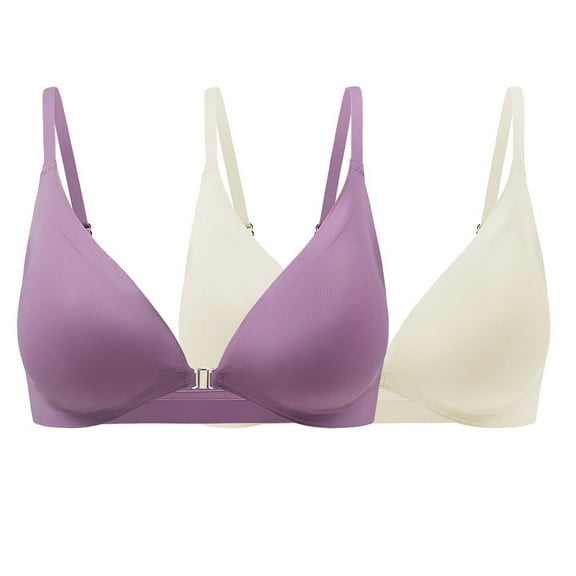 VISALY Balconette Bras Padded Bra Triangle Bralette Comfort Full Coverage Bra Front Close Deep V Seamless Wireless Adjustable Bras Spaghetti Strap Bra Comfortable Bras Bras For Women Orange S