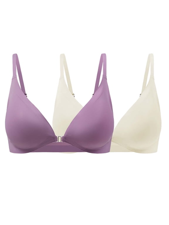 Balconette Bras Padded Bra Triangle Bralette Comfort Full Coverage Bra Front Close Deep V Seamless Wireless Adjustable Bras Spaghetti Strap Bra Comfortable Bras Bras For Women Orange XL