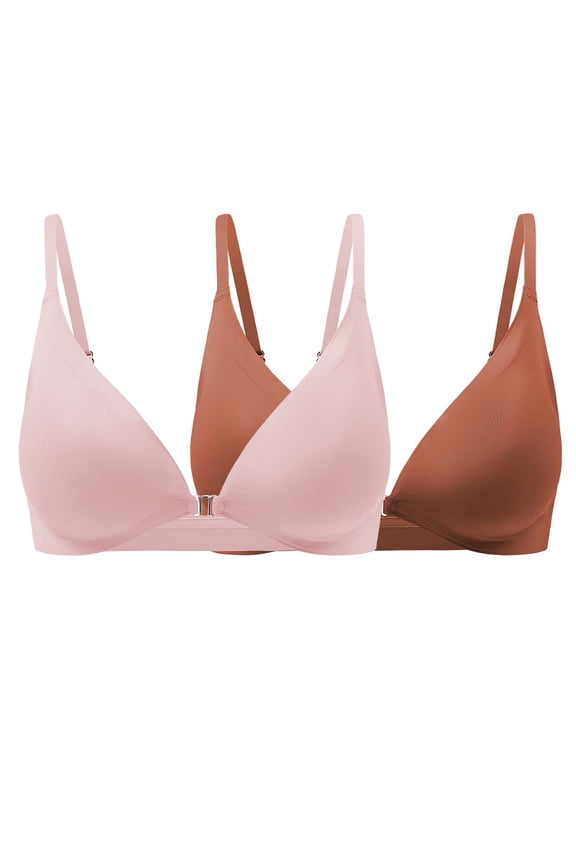 Balconette Bras Padded Bra Women's Bralette Comfort Full Coverage Bra Front Close Deep V Wireless Adjustable Bras Spaghetti Strap Bra Comfortable Bras For Women Bras For Women Beige M