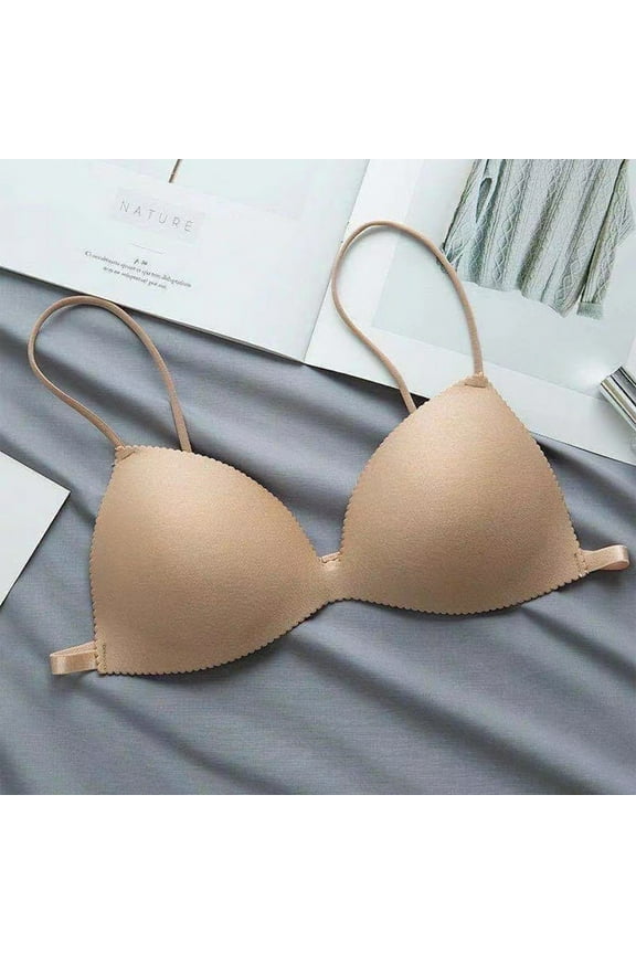 Balconette Bras Seamless Bras For Women Seamless Beautiful Back Underwear Girls Thin Up Bra Strapless No Ring Small Bra Spaghetti Strap Bra Comfortable Bras For Women Yellow One size