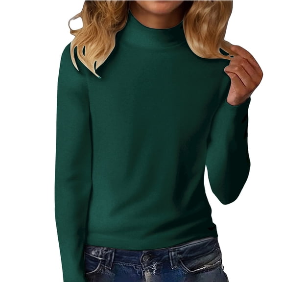 VISALY Base Layer Turtleneck Long Sleeve Lightweight Base Layer T-Shirts Slim Fit Thermal Pullover Undershirt Soft Stretchy Comfort Warm Underwear Shirts Yoga Running Workout Outfits Blackish Greenl