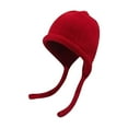 thumbnail image 1 of VISALY Basic Winter Baby Boys Beanie Knitted Hat Kids Retro Rolled Edges Earflap Beanies Soft Warm Infant Toddler Hats Fall Thickened Resistants Ear Protection Cap Red One Size, 1 of 6
