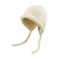 thumbnail image 1 of VISALY Basic Winter Baby Boys Beanie Knitted Hat Kids Retro Rolled Edges Earflap Beanies Soft Warm Infant Toddler Hats Fall Thickened Resistants Ear Protection Cap Beige One Size, 1 of 6
