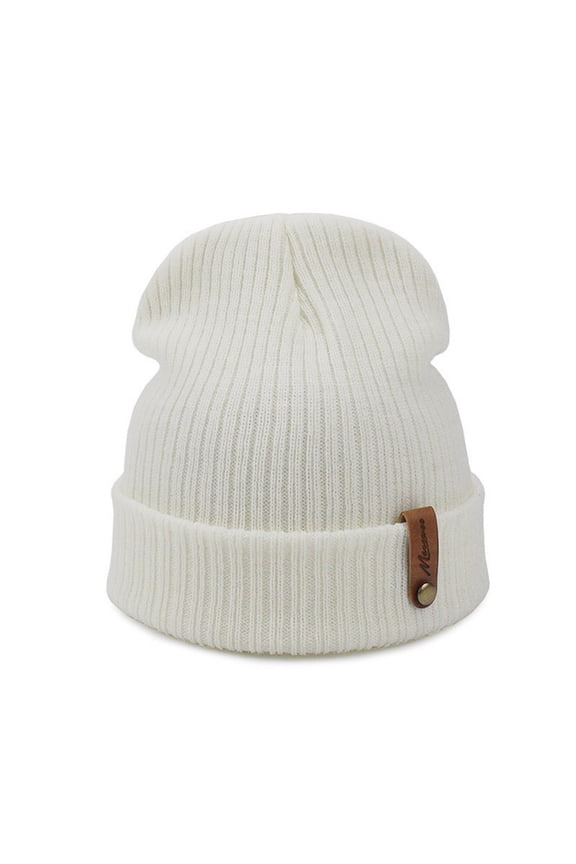 Beanie Unisex Slouchy Knit Skull Cap Warm Stretch Stocking Hats Guys Women Striped Winter Tough Headwear Ribbed Beanie Hat Cuffed Plain Lightweight Soft Hat White One Size