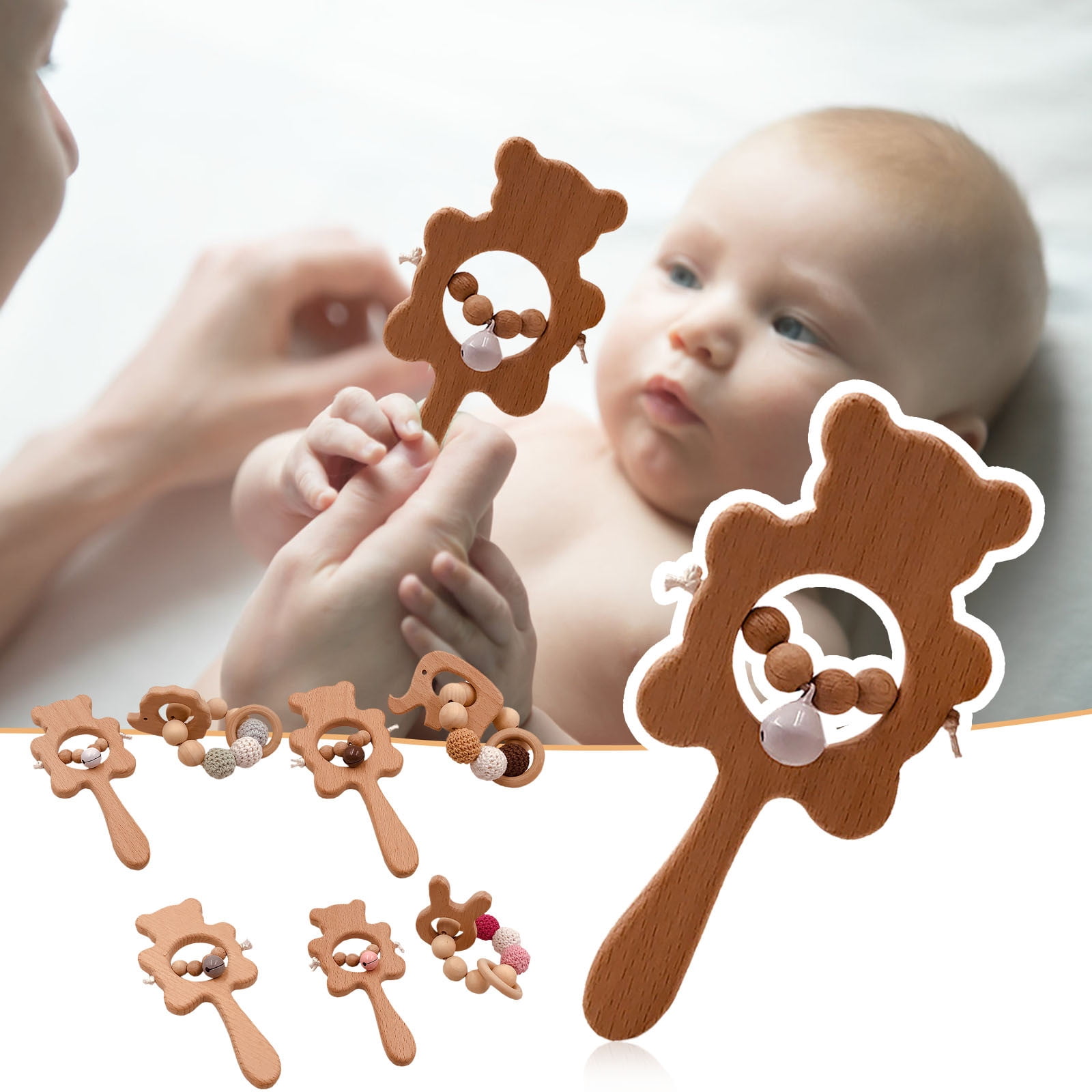 VISALY Beech Animal Rattle Baby Soothing Rattle Baby Soothing Bracelet ...