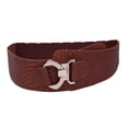thumbnail image 1 of VISALY Belts for Women, Buckle Wide Women Belt Faux Leather Elastic Overcoat Belt Clothes Ornament, Stretch, Belts (Brown, One Size), 1 of 6