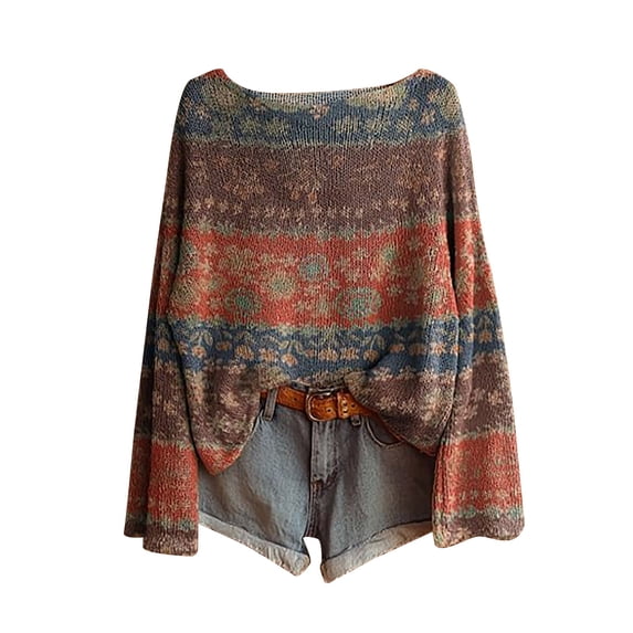 VISALY Boho Tops Pullover Sweaters Knit Sweaters Long Sleeve Pullover Business Casual Blouses Oversized Sweater Fall Tees Tunic Tops Basic No Hoodies Cute Sweatshirt Casual Sweaters Orange Xxl