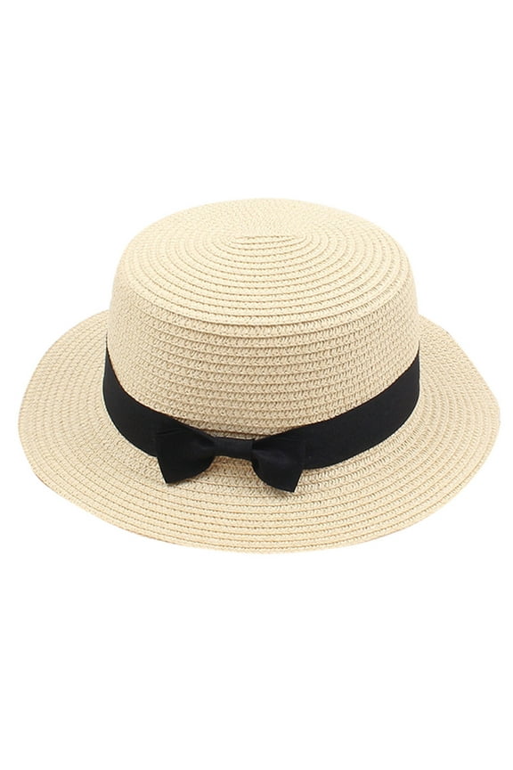 Bolero Womens Straw Hats for Summer | Sun Hats with Uv Protection Women's Retro Bow Flat Top Hat Sun Protection Beach Hat Ladies Women's Summer Summer Hats Sun Hats Hats Summer | 1 Pack