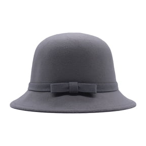 VISALY Bowler hat Womens Beach Hats | Mens Bucket Hats Woolen Bow Hat British Style Bowler Hat Womens 1920S Bucket Cloche Hat Winter Faux Summer Hats Visor Hats Cowboy Hats, 1 Pack