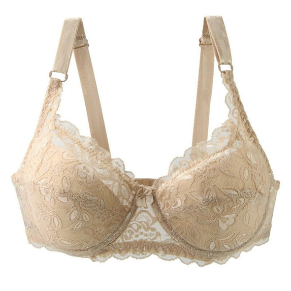 VISALY Bra Straps Replacement, Women's Lace Large Size Adjustable Straps Underwire Bra Women's Casual Large, Lace Bras Womens Bra No Underwire Clear Bra Straps Adjustable, Khaki,110D