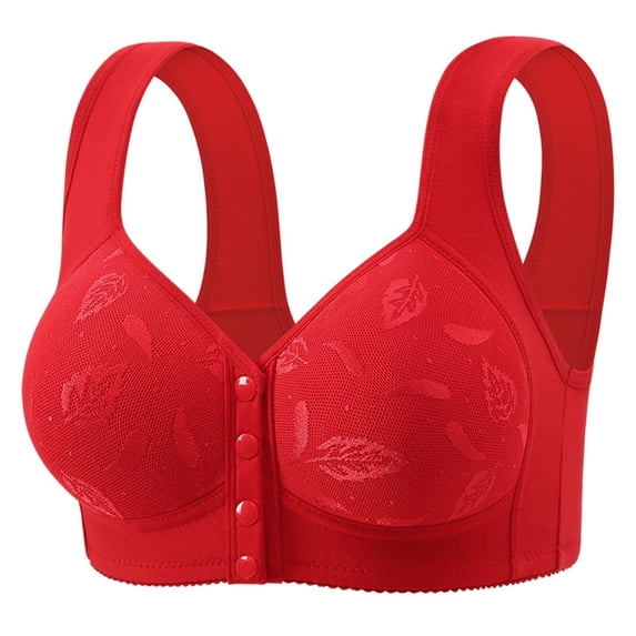 VISALY Bras for Women, Front Closure Bras for Older Women No Underwire Full Coverage Comfort Bra Plus Size Breathable Easy Buckle Corset Bralettes, Wireless Bra, Bras, S-5XL