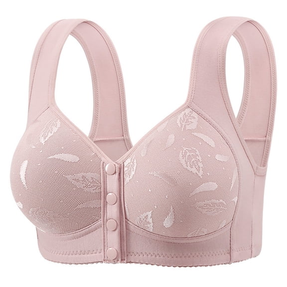 VISALY Bras for Women, Front Closure Bras for Older Women No Underwire Full Coverage Comfort Bra Plus Size Breathable Easy Buckle Corset Bralettes, Wireless Bra, Bras (Gray, L)