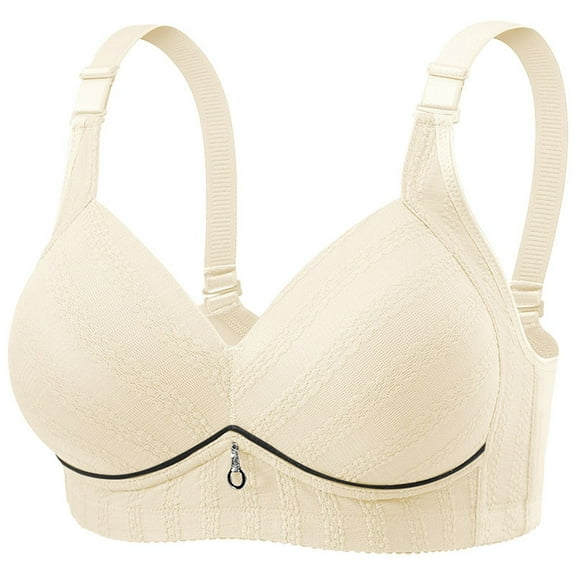 VISALY Bras for Women, High Support Adjustable Strap Full Coverage Up Bras Comfortable No Underwire S, Wireless Bra, Bras for Women No Underwire, Bras, Shapely Bra (Beige, 38)
