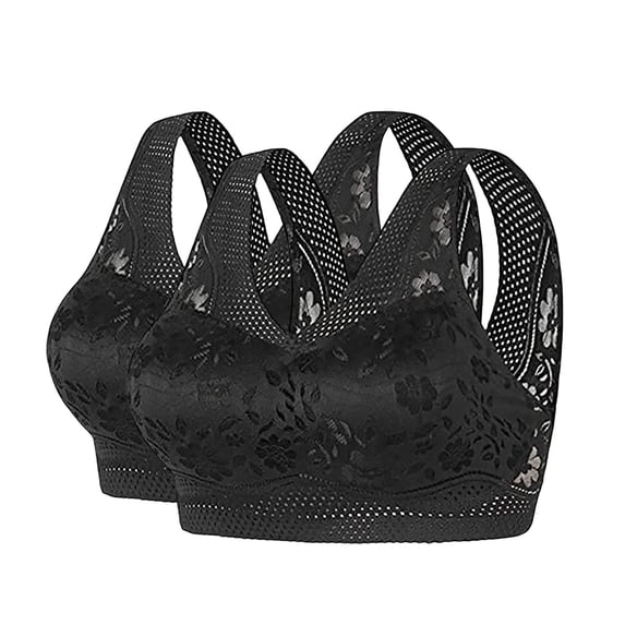 VISALY Bras for Women, High Support Adjustable Strap Full Coverage Up Bras Comfortable No Underwire Wireless Bras, Bra Pack, Bras for Women No Underwire, Bras (03# Black, XXL)