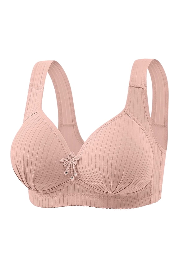 Bras for Women, No Underwire Bras Full Coverage Padded Lace Bralettes with Support Plus Size Sports Bras, Wireless Bra, Push Up Bras, Bras (Pink, 3XL)