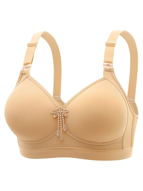 Bras for Women No Underwire Bras Plus Size Comfort Soft Bras Supportive Bralettes Cute Strong Support Sports, Wireless Bra, Bras for Women No Underwire, Bras (01# Khaki, 44)