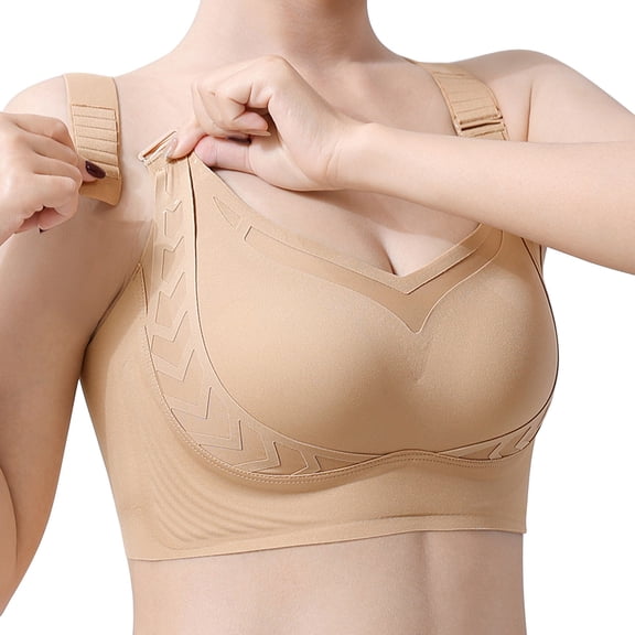 VISALY Bust Shaping Bra Lift Bras Push Up Full Coverage Bralettes Full Coverage Wireless Bras Wire Free Push Up Wire Free Lift Bras Soft Wireless Bralette Full Coverage Support Bras Khaki 3Xl